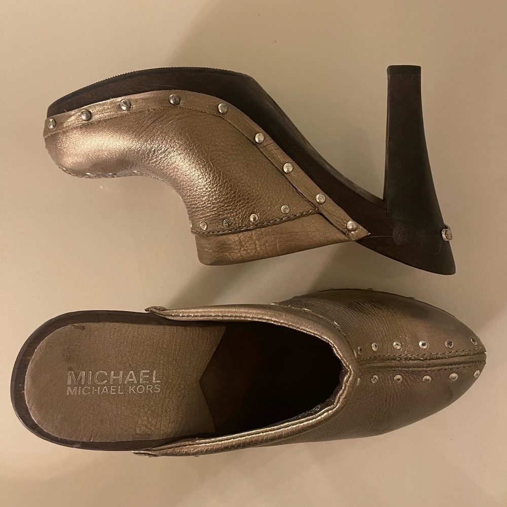 Michael Kors leather slide ons with rivets